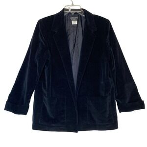 Vintage Jebb Levy Velvet Blazer Women M Black Open Front Fairy Grunge Made Japan